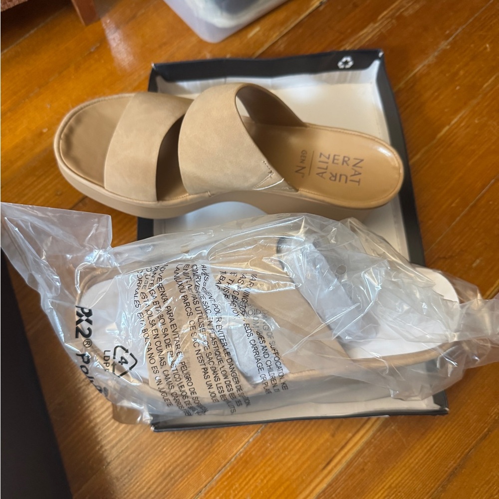 Naturalizer Genn-Rally Slide Wedge platform Sandals Birchwood - Picture 2 of 3